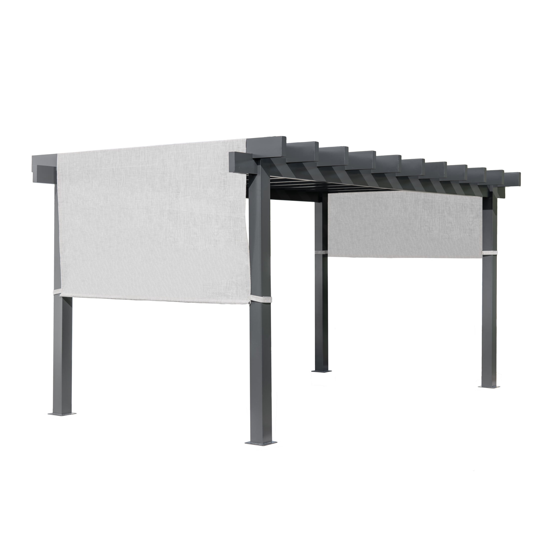 Yamba 10' x 16' Gray Aluminum Pergola with Fabric Canopy
