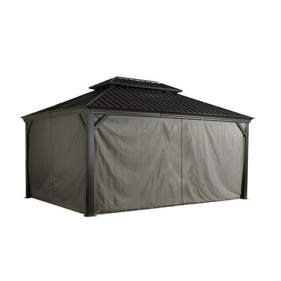 Sojag Grey Curtains for Monaco/Messina/Mykonos Gazebos, 12 ft. x 16 ft., Spun Polyester, Outdoor Shades