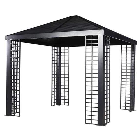 Sojag Savannah 10 x 10 x 9 ft Black Aluminum Frame Gazebo, Galvanized Steel Roof for Maximum Protection, Contemporary Design