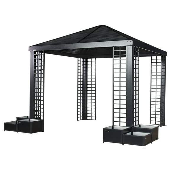 Sojag Savannah 12 x 12 x 1 ft Black Aluminum Frame Gazebo With Planters