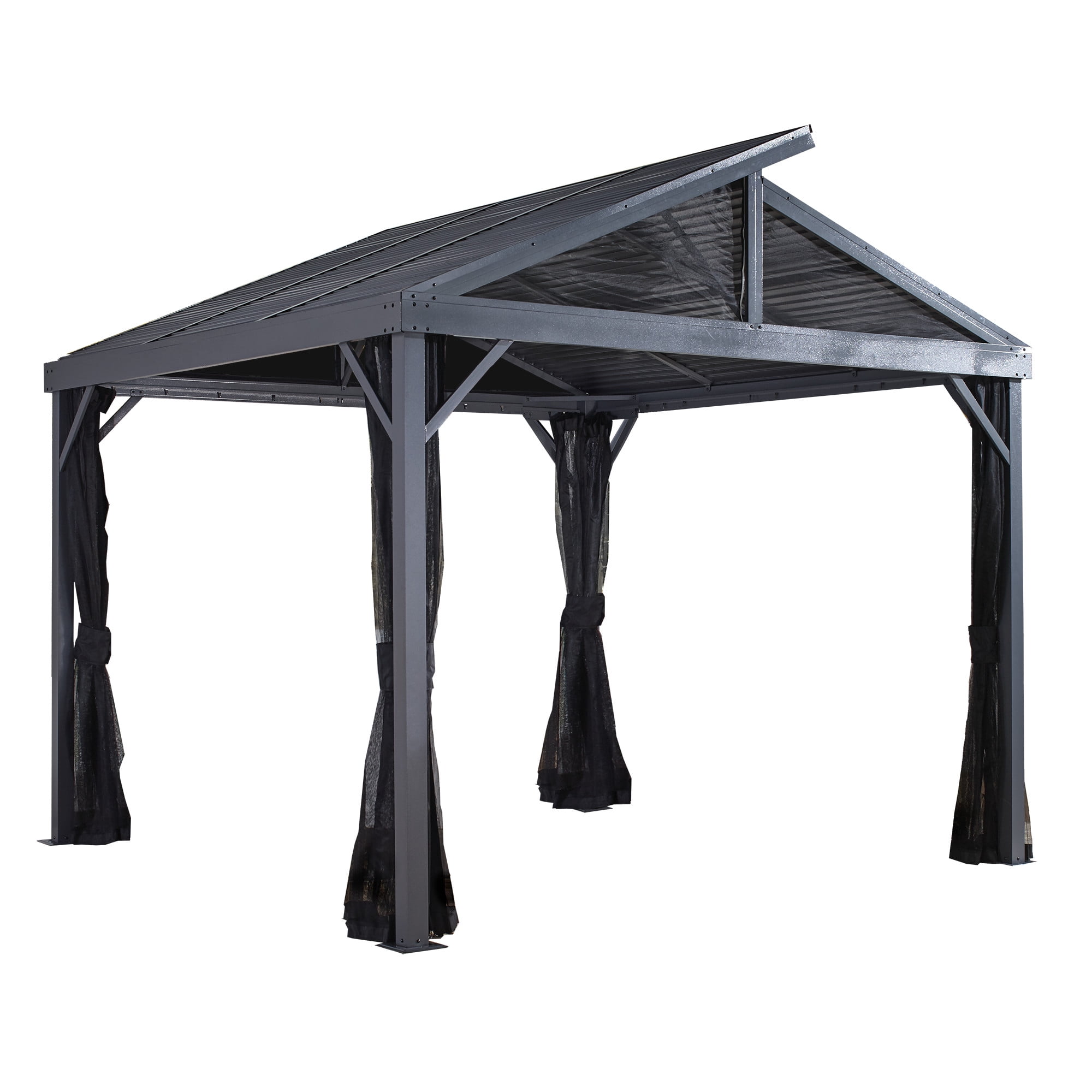 Sanibel II 10 ft x 10 ft Gray Aluminum and Steel Gazebo with Mosquito Netting