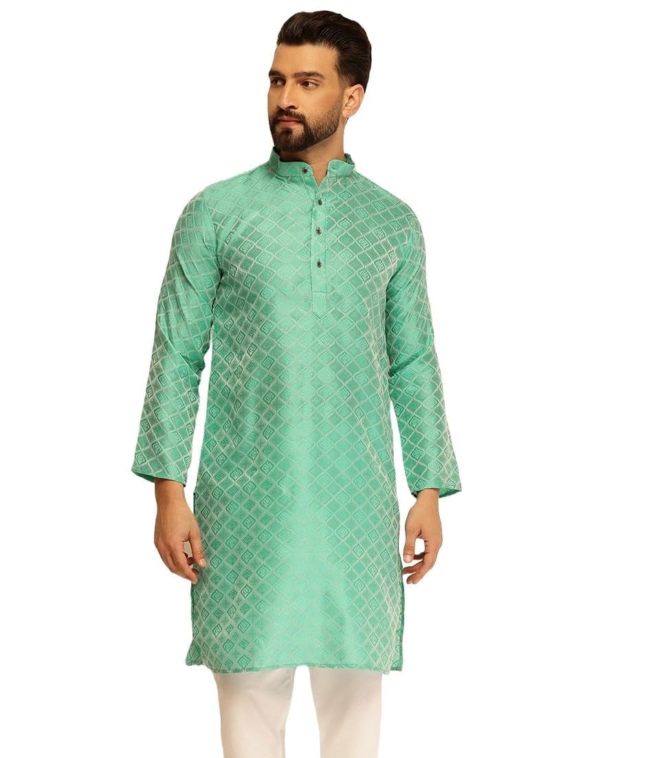 Sojanya (Dal 1958 - Kurta lungo da uomo in cotone con ricamo