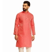 Sojanya Since 1958 MenS Jacquard Silk Woven Motifs Red Long Kurta