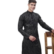 Sojanya Since 1958 MenS Pure Cotton Black Designer Only Long Kurta