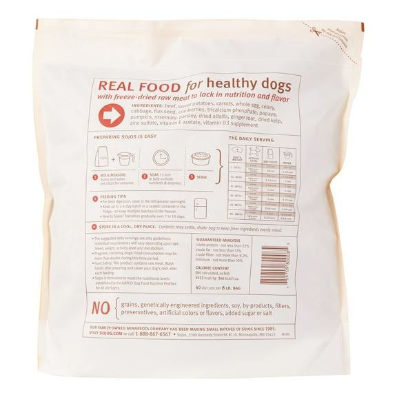 Sojos Complete Grain-Free Beef Recipe Freeze Dried Dog Food, 7 lb