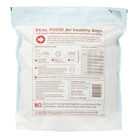 Sojos Complete Grain-Free Turkey Recipe Freeze Dried Dog Food, 8 lb