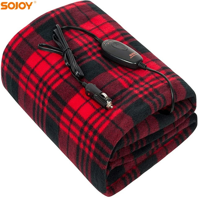 "Sojoy Heated Car Blanket, 40""x60"" Electric Throw, 3 Heating Levels