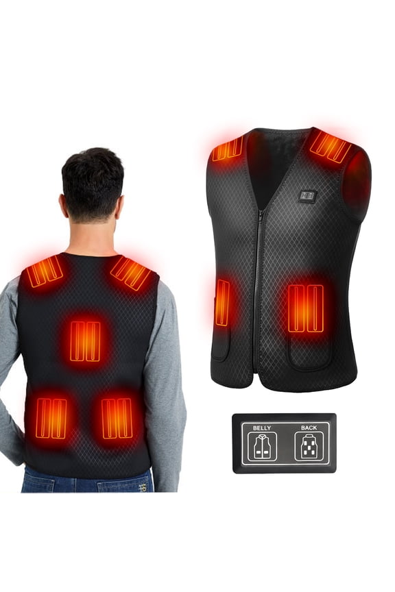 Heated Vest for Men Women Winter Warm Outdoor USB Charging Electric Heating Vest Heating Vest for Hiking Skiing Hunting Outdoors 7 Heated Zones(Battery Not Included) Black XL