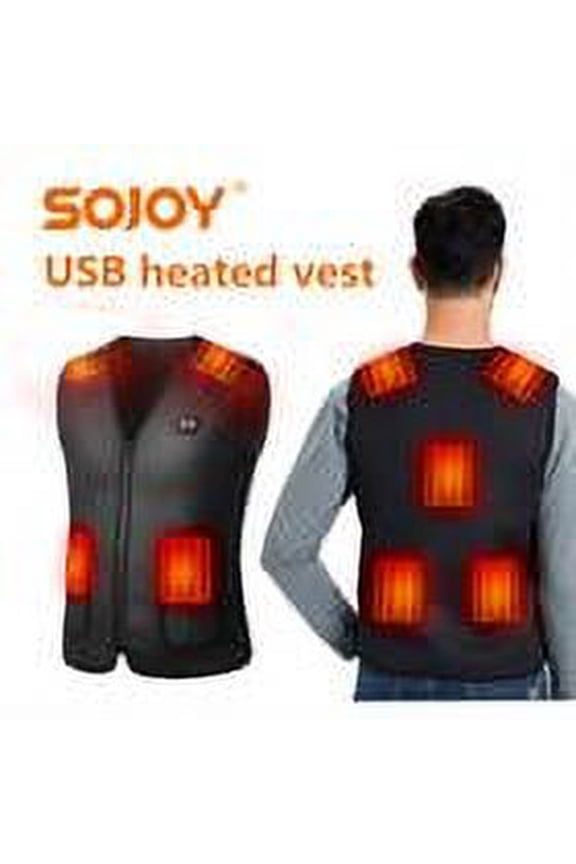 Heated Vest for Men Women Winter Warm Outdoor USB Charging Electric Heating Vest Heating Vest for Hiking Skiing Outdoors 7 Heated Zones(Battery Not Included) Black XXL