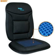 Sojoy Luxury Breathable Lumbar Back Support & Non-Slip Gel Seat Cushion Truck Seat Cushion for Truck Driver Back Pain Bus Driver Seat Cushion 2-Piece Set Black