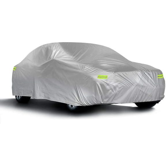 Sojoy XL (SJ-CC0001) Silver, Heavy-duty Tetron Cotton Fabric for Sedan, Full Car Cover, 215x85x60in