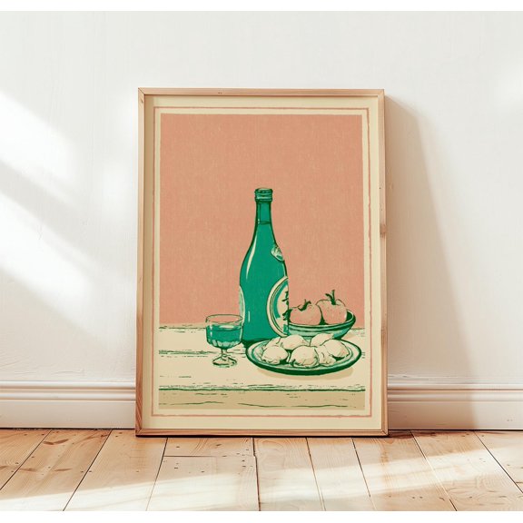 Soju Bottle Poster, Korean Food Print, Minimal Kitchen Wall Art, Poster Only