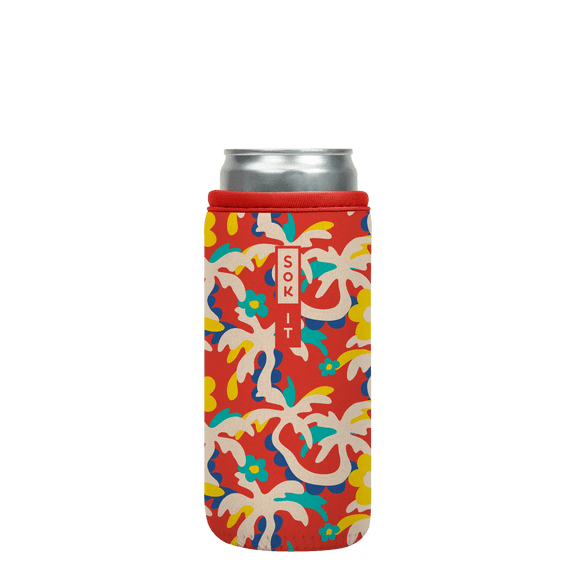 Sok It CanSok Sleeve for Beer & Soda Insulated Neoprene Cover (Tropical Tangle, 12oz Slim Can Sleeve)