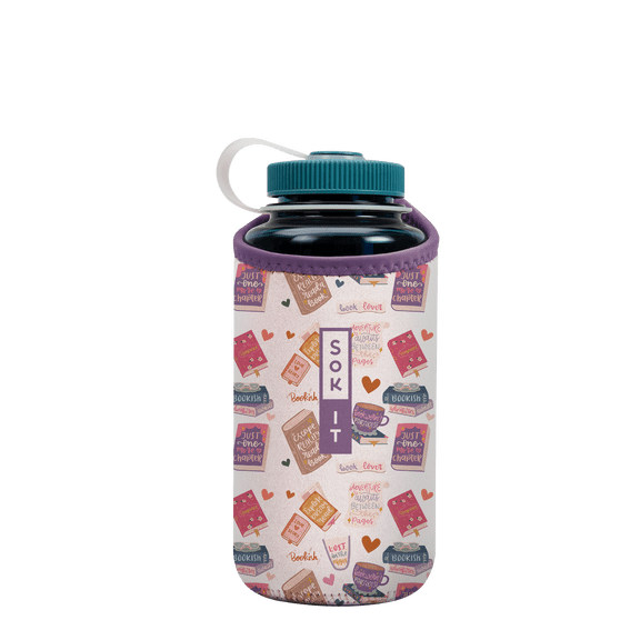 Sok It BotlSok Water Bottle Sleeve Insulated Neoprene Cover (Just One More Chapter, Fits 32oz Nalgene)