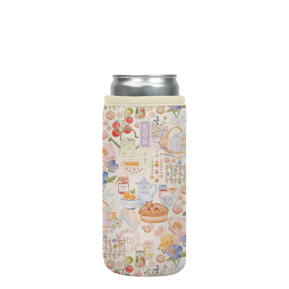 Sok It CanSok Sleeve for Beer & Soda Insulated Neoprene Cover (Cottage Core, 12oz Slim Can Sleeve)