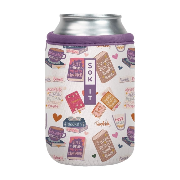 Sok It CanSok Sleeve for Beer & Soda Insulated Neoprene Cover (Just One More Chapter, 12oz Slim Can Sleeve)