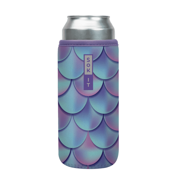 Sok It CanSok Sleeve for Beer & Soda Insulated Neoprene Cover (Mermaid Scales, 25oz Can Sleeve)