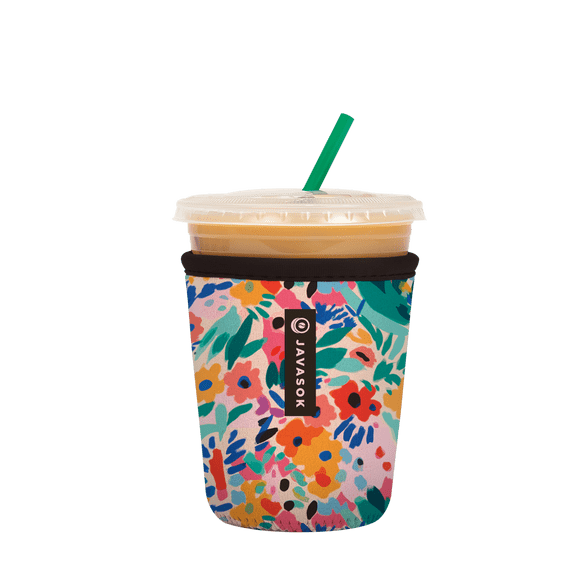Sok It JavaSok Iced Coffee & Cold Soda Insulated Neoprene Cup Sleeve (Abstract Floral, Small: 16 - 20oz)
