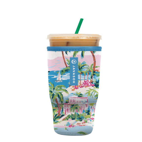 Sok It JavaSok Iced Coffee & Cold Soda Insulated Neoprene Cup Sleeve (Beachside Bliss, Large: 30 - 32oz)