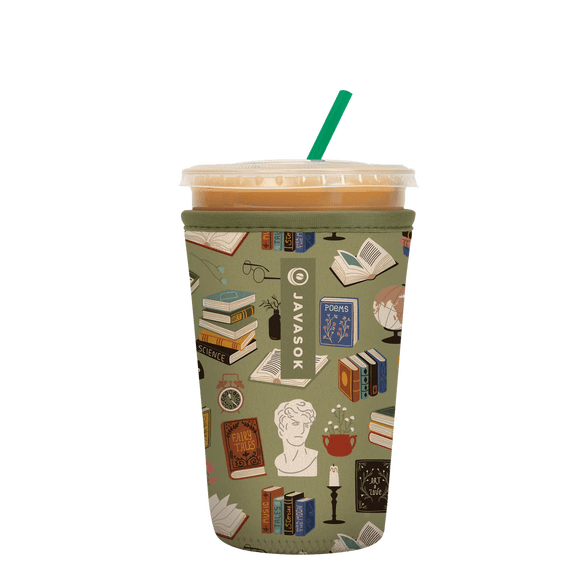 Sok It JavaSok Iced Coffee & Cold Soda Insulated Neoprene Cup Sleeve (Book Club, Medium: 22 - 28oz)