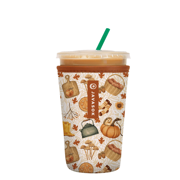 Sok It JavaSok Iced Coffee & Cold Soda Insulated Neoprene Cup Sleeve (Cozy Season, Medium: 22 - 28oz)