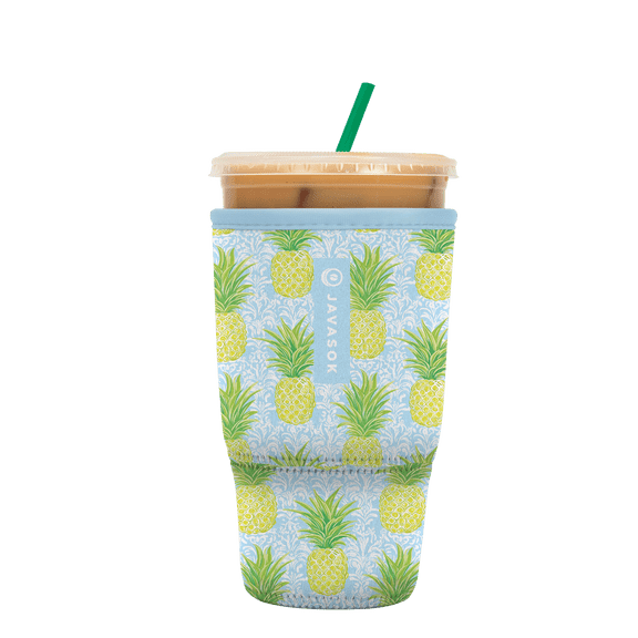 Sok It JavaSok Iced Coffee & Cold Soda Insulated Neoprene Cup Sleeve (The Preppy Pineapple, Large: 30 - 32oz)