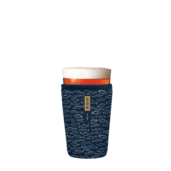Sok It PintGlassSok Beer Glass Sleeve Insulated Neoprene Cover (Navy Fisherman, Pint Glass Sleeve)