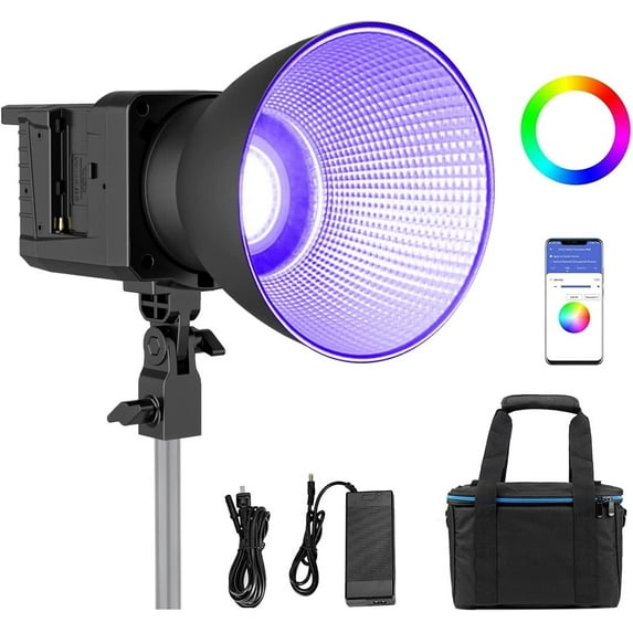 Sokani X100 RGB 100W RGB LED Video Light with APP Control, Bi-Color 2800k-10000K CRI96+ TLCI 95+ Bowens Mount Lighting for Photography, Video Recording,Wedding,Outdoor Shooting