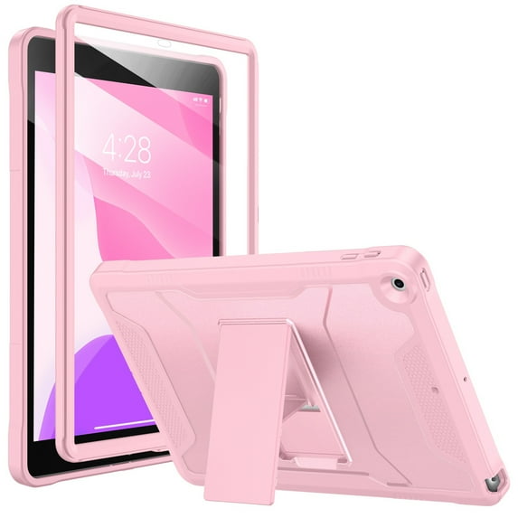 Soke Case for iPad 9th/8th/7th Generation 10.2-Inch (2021/2020/2019 Release), with Built-in Screen Protector and Kickstand, Rugged Full Body Protective Cover for Apple iPad 10.2 Inch - Pink
