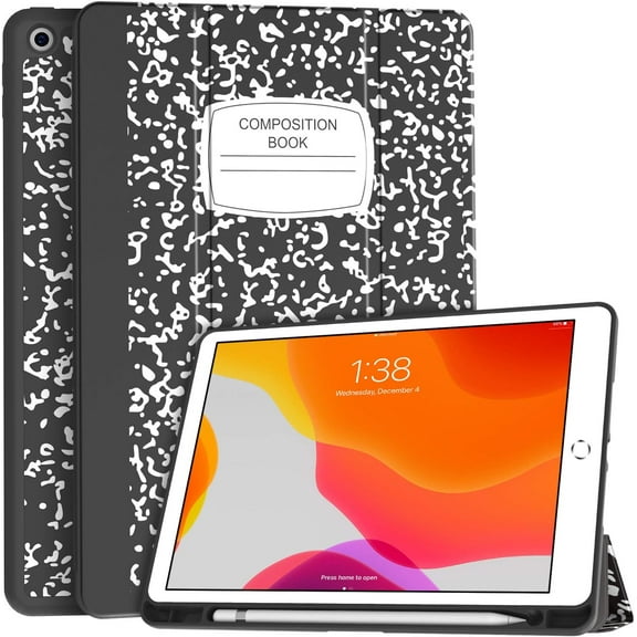Soke for iPad 10.2 Case with Pencil Holder for iPad 9th Generation 2021/8th Gen 2020/7th Gen 2019-Premium Shockproof Case with Soft TPU Back Cover & Auto Sleep/Wake for iPad 10.2 Inch,Book Black