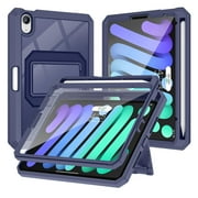 Soke iPad Mini 6th Generation Case 2021 Released, with Built-in Screen Protector, Rugged Shockproof Full Protective Cover with Pencil Holder & Kickstand for Apple iPad Mini 6 8.3 Inch(Navy)