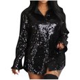 thumbnail image 1 of Sokhgu Women's Plus Sized Blouse Long Sleeved Shirts Sequined Lapel Casual Button Up Cardigan Party Formal Dressy Tops, 1 of 6