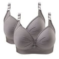 thumbnail image 1 of Sokhug 2PC Women's Fashion Plus Size Wire Free Hollow Out Comfortable Push Up Bra Underwear, 1 of 2