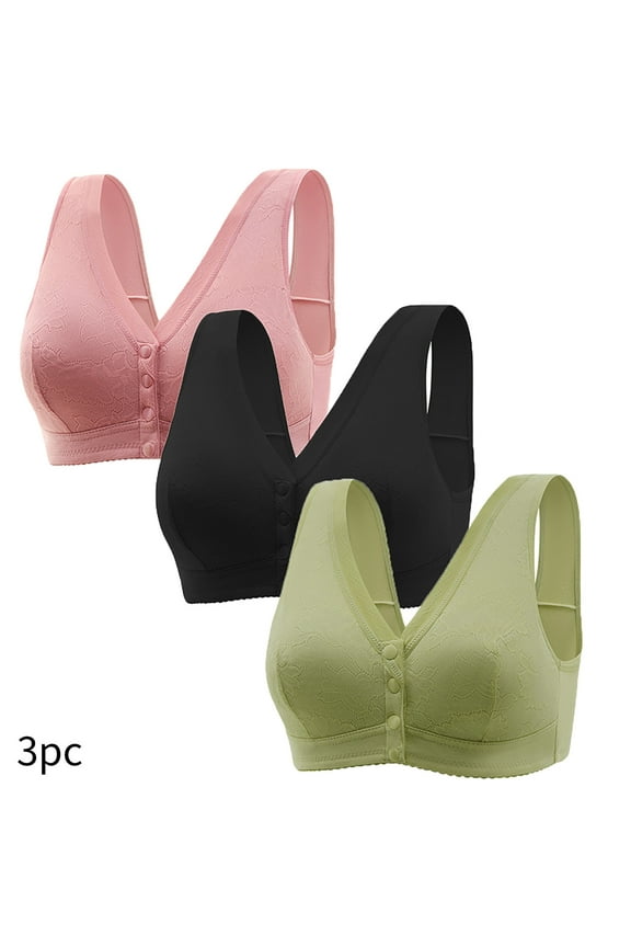 3PC Front Closure Compression Full Coverage Bras for Women Post Surgery Everyday