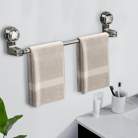 Sokhug Adjustable 20-39" Suction Cup Towel Bar Extendable Suction Cup Towel Rack Holder Bathroom Stainless Steel for Glass Shower Door