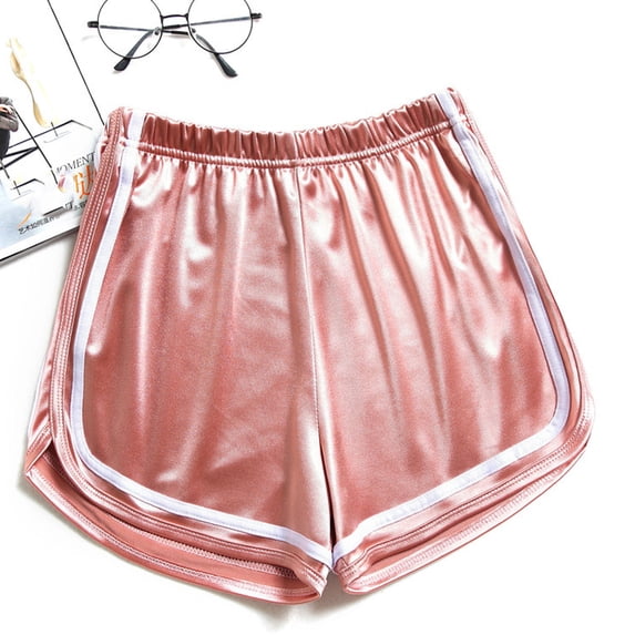 Sokhug Athletic Shorts for Women Satin Elastic Waistband Casual Loose Fit with White Trim Lightweight Running Shorts
