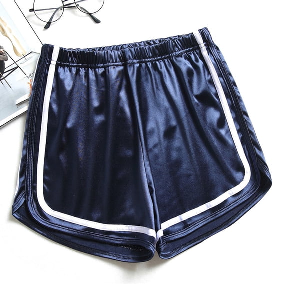 Sokhug Athletic Shorts for Women Satin Elastic Waistband Casual Loose Fit with White Trim Lightweight Running Shorts