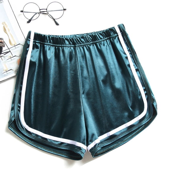 Sokhug Athletic Shorts for Women Satin Elastic Waistband Casual Loose Fit with White Trim Lightweight Running Shorts