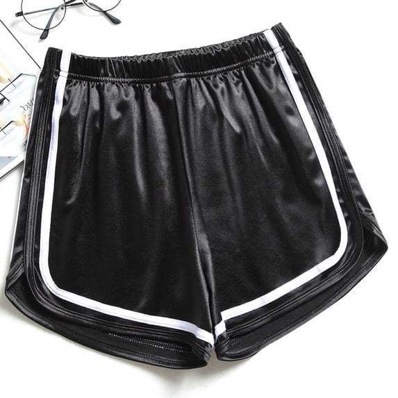 Sokhug Athletic Shorts for Women Satin Elastic Waistband Casual Loose Fit with White Trim Lightweight Running Shorts