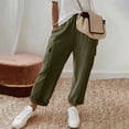 thumbnail image 1 of Sokhug Capri Pants for Women Casual Cargo Cotton Elastic Waist Lightweight with Side Cargo Pockets Cropped Trousers, 1 of 7