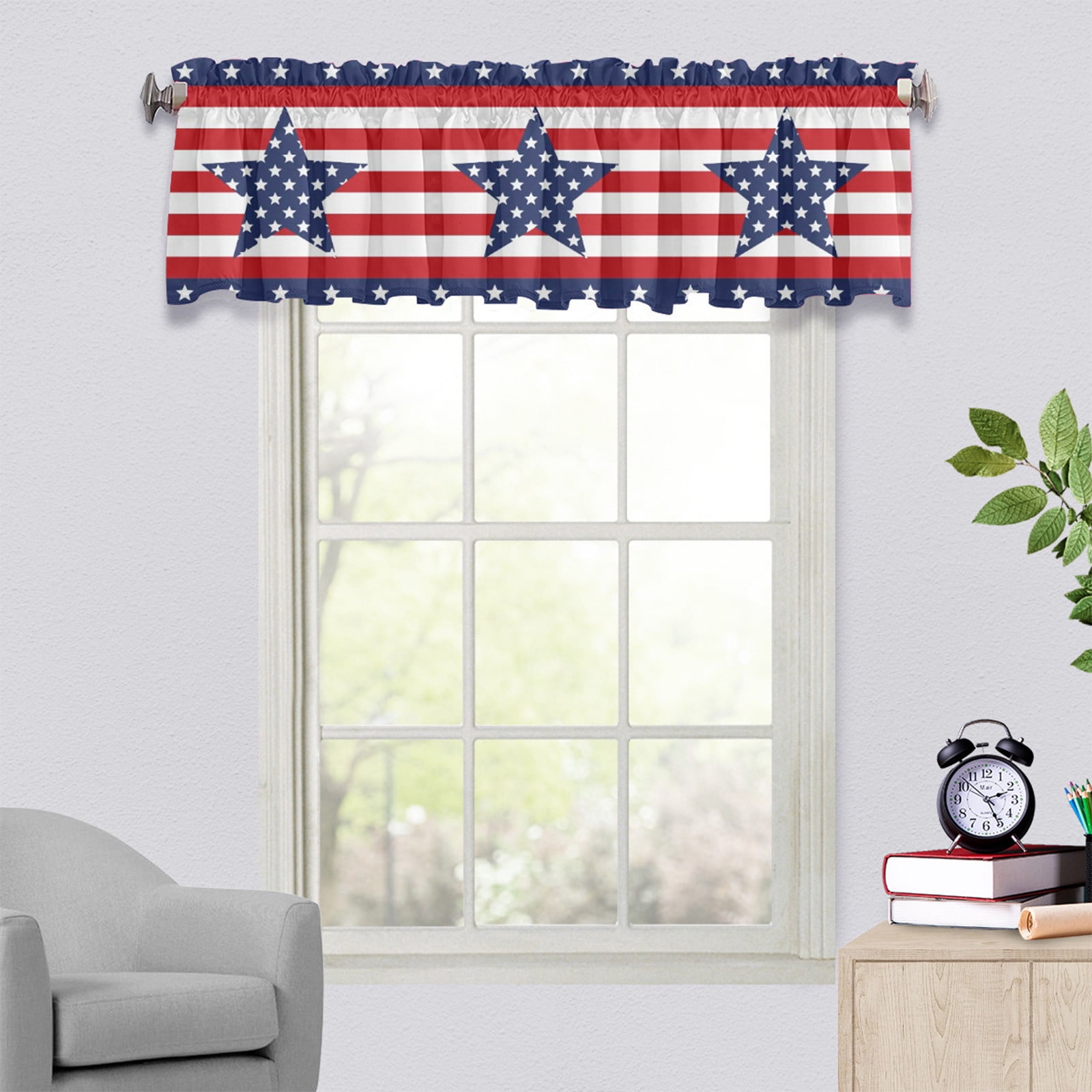 Sokhug Clearance Living Room Curtains, American Flag Pattern with Stars