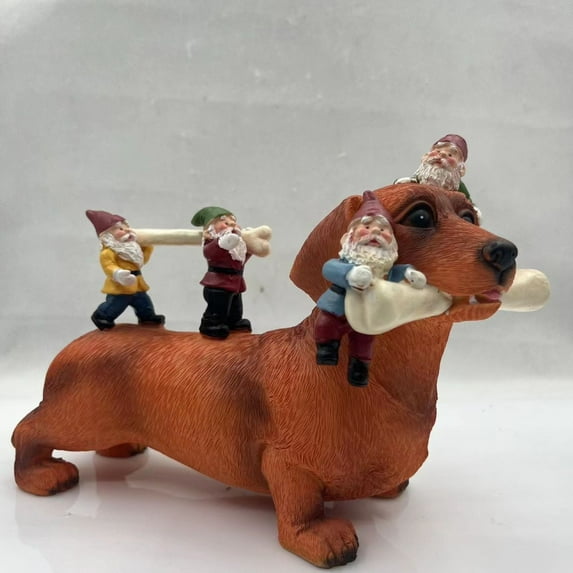 Sokhug Dachshund Garden Statue - Indoor/Outdoor Garden Dog Gnome Sculpture for Patio, Yard or Lawn Resin Decoration Ornament