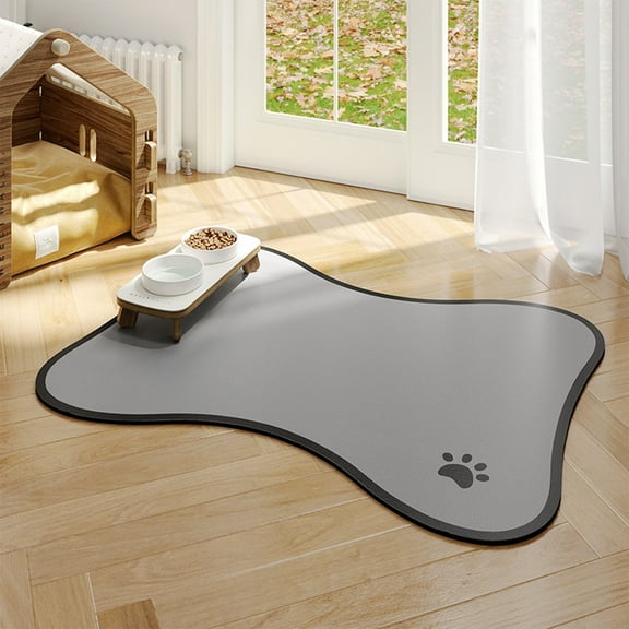 Sokhug Dog Cat Food Mat,Rapid Absorbent Pet Feeding Mat, Bone Shaped Dog Placemat Water Bowl Mat with Rubber Backing,No Stains Dog Cat Food Mats Indoor, Pet Accessories Supplies