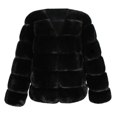 Sokhug Faux Fur Coat Women's Puffer Jacket Winter Warm Long Sleeve Fluffy Overcoat