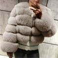 thumbnail image 1 of Sokhug Fuzzy Faux Fur Jacket for Women Fleece Puffy Open Front Cardigan Winter Warm Long Sleeve Cropped Outerwear, 1 of 2