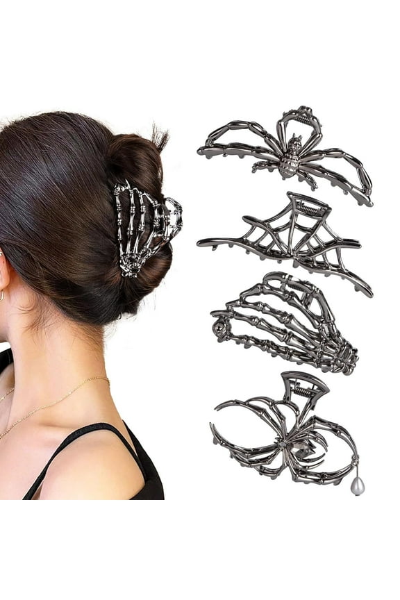 Gothic Black Spider Skull Hair Clips Sparkly Rhinestone Decorative Hair Pins Large Cute Velvet Accessories for Women Perfect for Parties & Festival Outfits