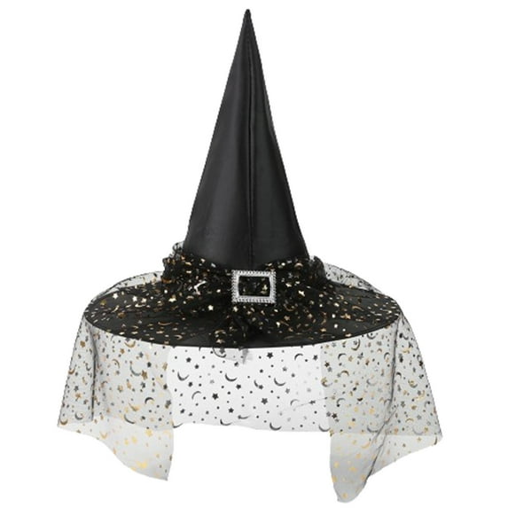 Sokhug Halloween Witch Hat with Lace Mesh Halloween Costume Accessory Witch Hat
