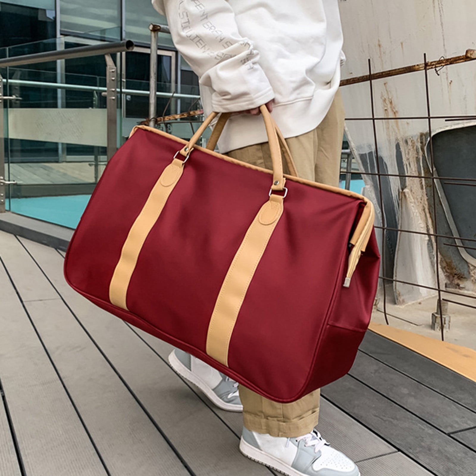 Sokhug Large Foldable Travel Duffle Bag with Shoes Compartment, Camping