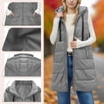 thumbnail image 1 of Sokhug Long Puffer Vest Women Winter Warm Sleeveless Quilted Jacket with Pockets Fall Fashion Hood Zip up Vests Outerwear, 1 of 9