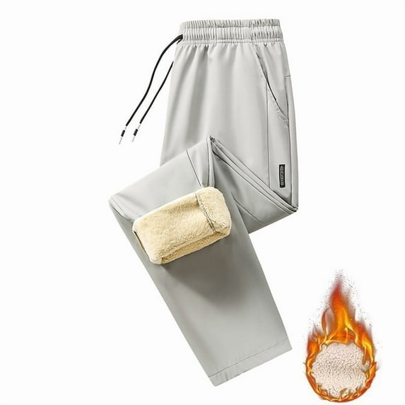 Sokhug Men Lamb Wool Pants Winter Warm Solid Color Casual Bottoms for Versatile Cold Weather Daily & Leisure Wear